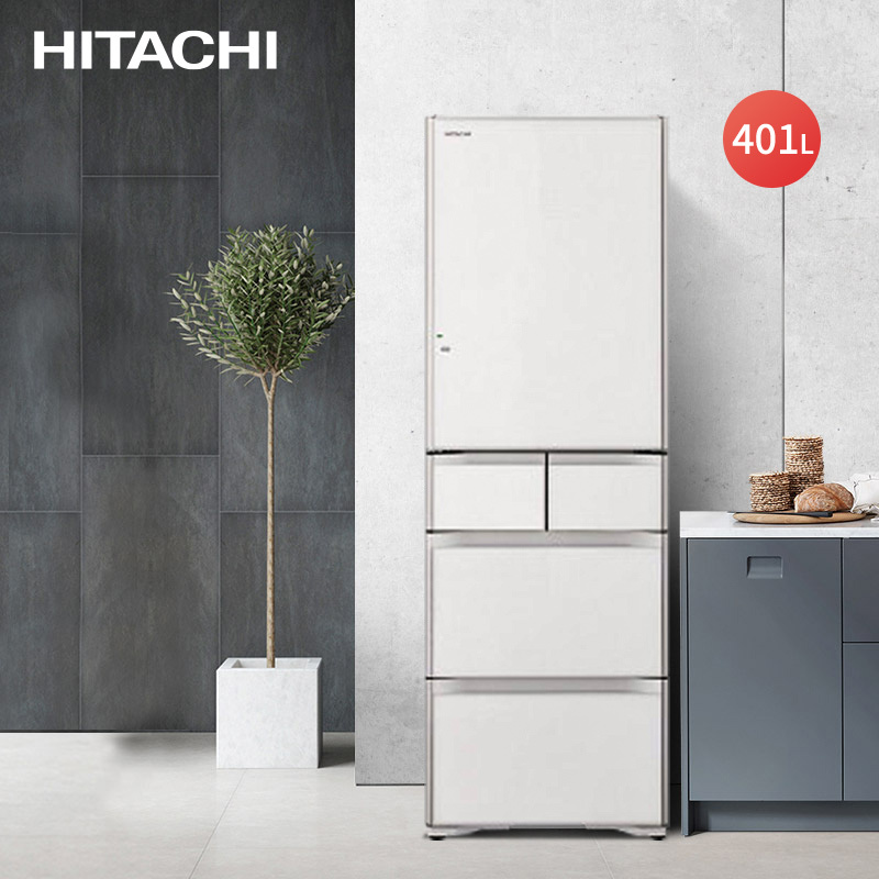 日立(HITACHI) 401升多门风冷变频冰箱真空休眠保鲜自动制冰 触控玻璃面板 R-XG420KC日本原装进口