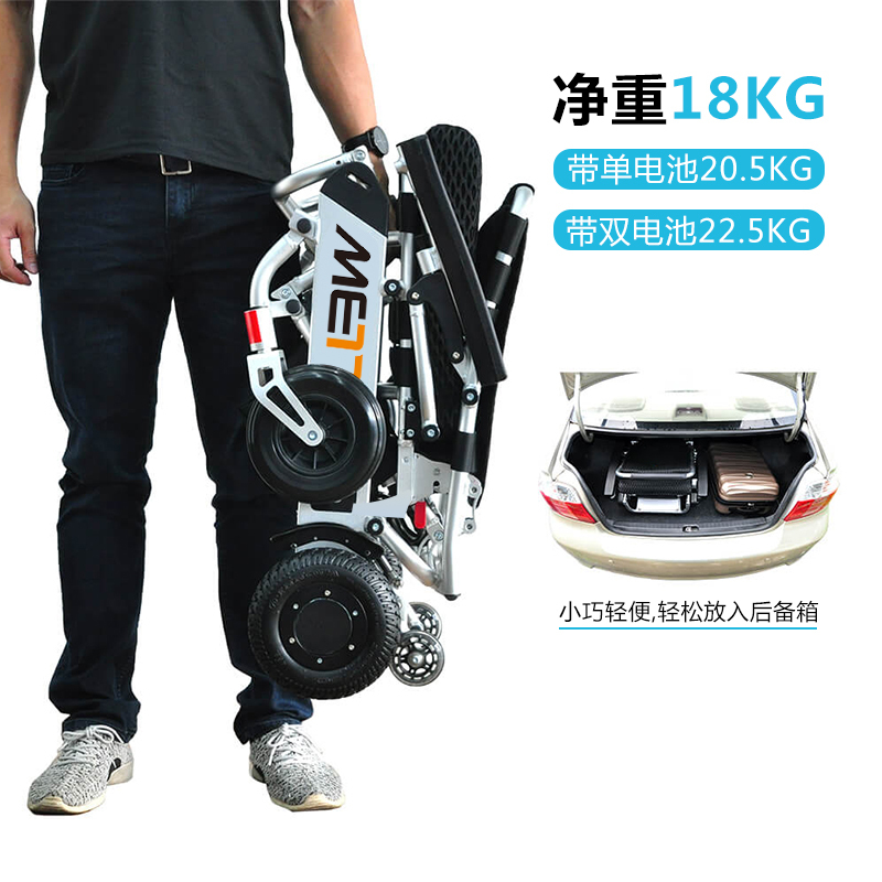 METTER²电动轮椅智能全自动老人残疾人老年代步车折叠超轻便携锂电池仅18kg