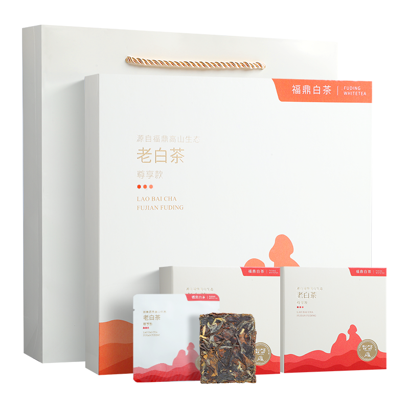福鼎白茶小方片2016年方便携老白茶叶寿眉枣香饼干茶40片礼盒装高清大图