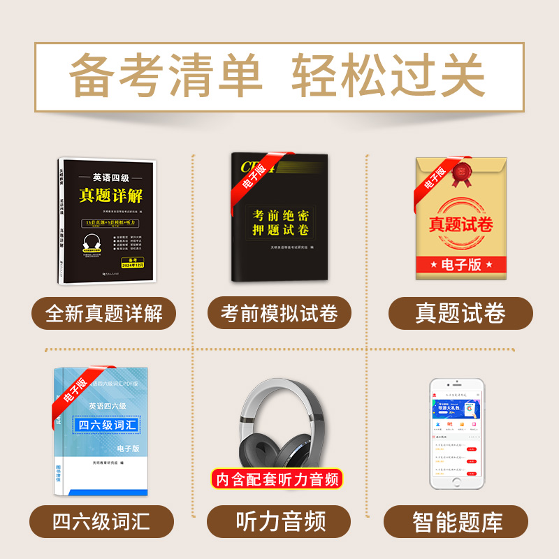 备用勿拍 [正版]四级考试英语真题备考2025年6月大学词汇书cet4级46模拟历年试卷单词卷子复习学习资料阅读专项训练高清大图
