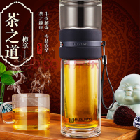 富光(FUGUANG)玻璃杯G1609-SH-240 240ml创意随手杯过滤杯子男双层水杯便携茶水分离泡茶杯