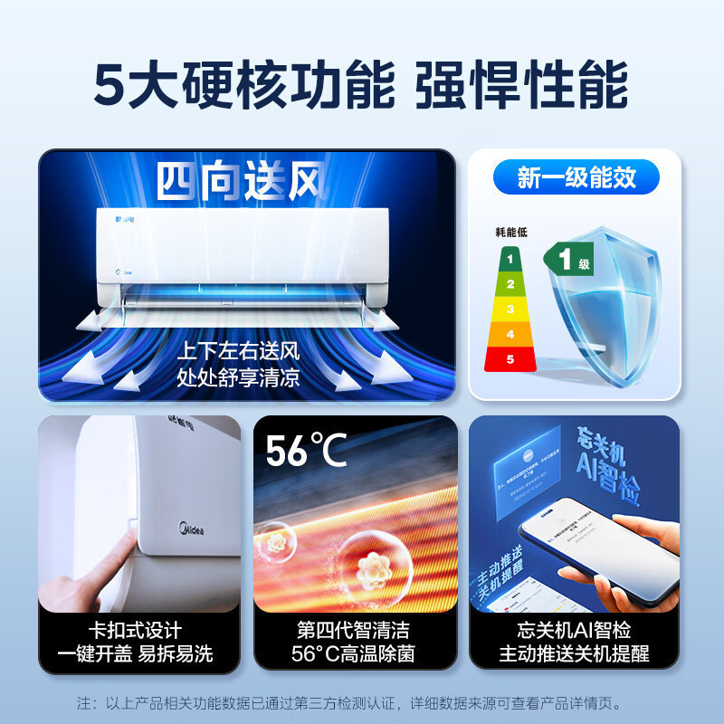 美的空调1.5匹 酷省电 新一级能效变频冷暖自清洁壁挂式空调挂机智能家电KFR-35GW/N8KS1-1家电国家政府补贴