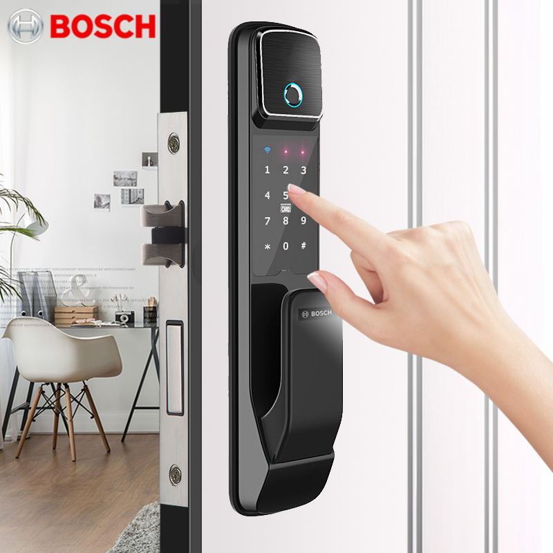 博世 （BOSCH）指纹锁 智能家居家用防盗门密码磁卡锁 智能门锁电子锁 FU550 墨岩黑