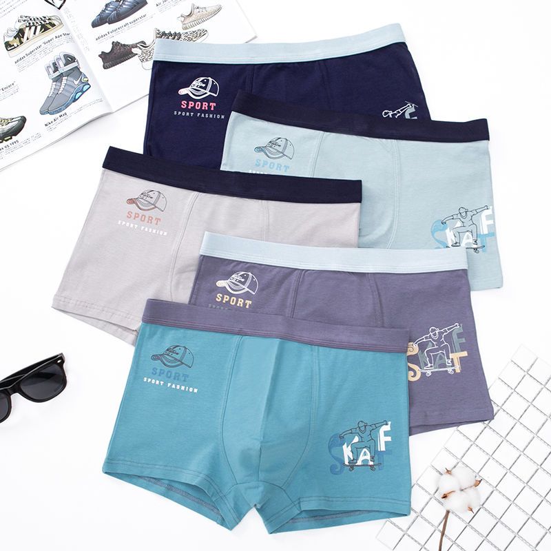 少年中学生男内裤男学生初中生青少年男生纯棉平角裤卡通透气四角