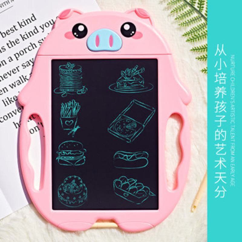 儿童家用画板液晶手写板小黑板电子磁性笔小学生涂鸦画画板写字板 美美猪(粉色)图片
