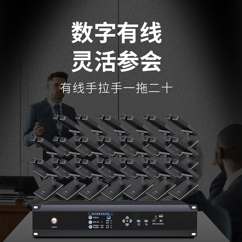 润普Runpu 会议音频扩声手拉手系统RP-YS6665S 专业有线手拉手麦克风双杆会议话筒桌面鹅颈麦一拖二十高清大图