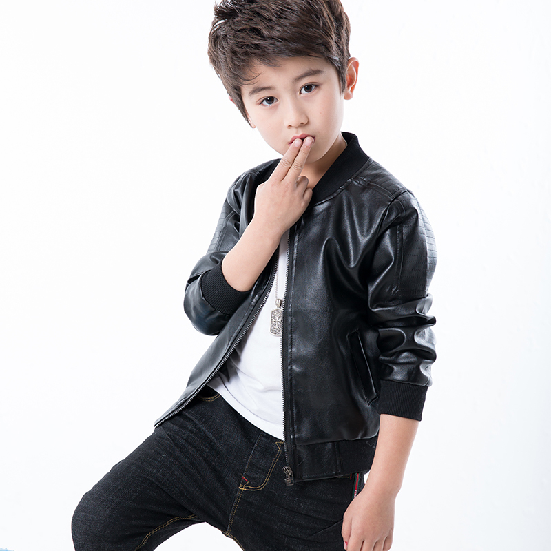 童装男皮衣外套春秋装2018新款韩版儿童皮甲夹克加绒男孩中大童上衣潮