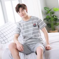 2015# L [建议100-125斤] 睡衣男士棉质长袖春秋季青中年休闲薄款夏季两件套大码家居服套装