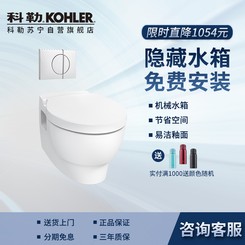 科勒壁挂马桶墙排入墙式家用悬挂式智能马桶隐藏式水箱坐便器24720