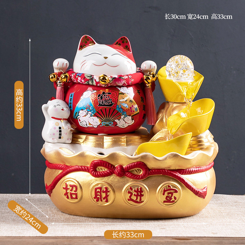 猫摆件自动招手店铺开业收银台小号桌面流水电动摇手发财猫 三维工匠 进宝存钱罐(红猫)30*24*33cm猫高清大图