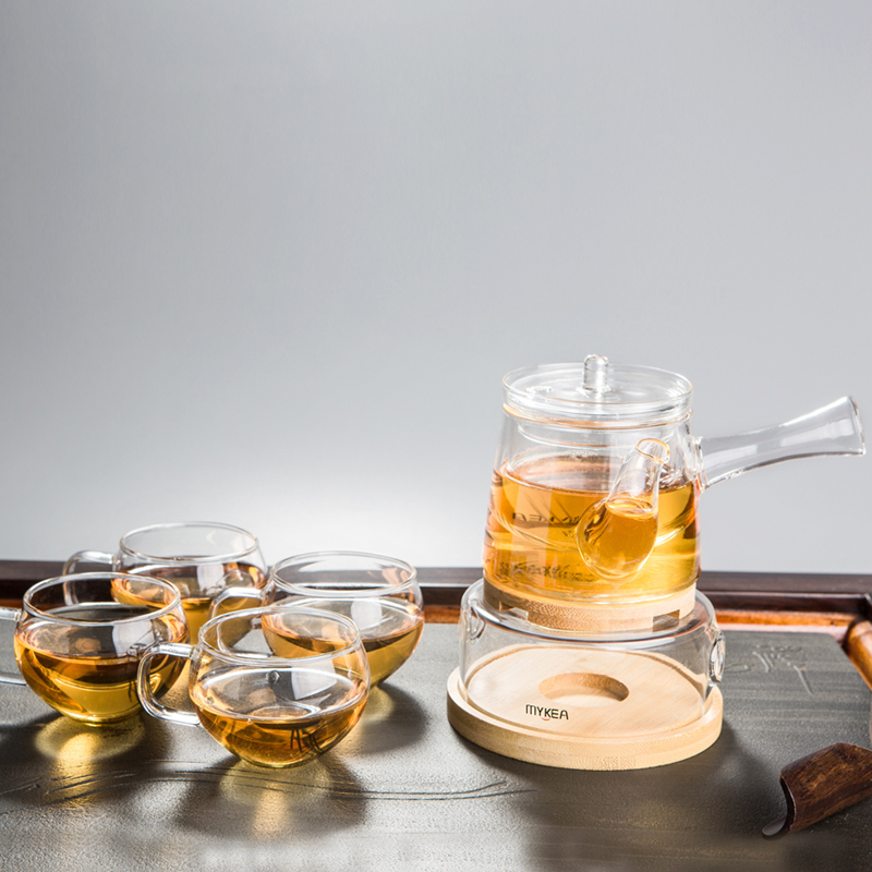 谜家 耐热玻璃茶具套装果茶壶套装带加热炉下午茶蜡烛茶具套装 俪人茶壶套装 俪人茶壶套装