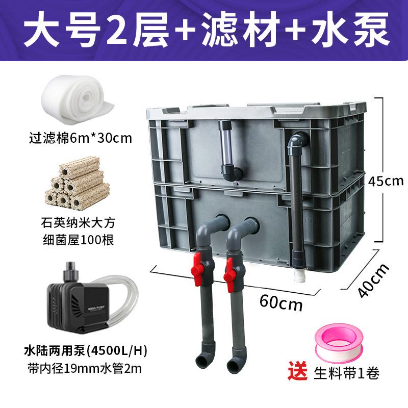 周转箱过滤箱鱼缸过滤器滴流盒上置过滤盒外置鱼池水循环系统 diy图片