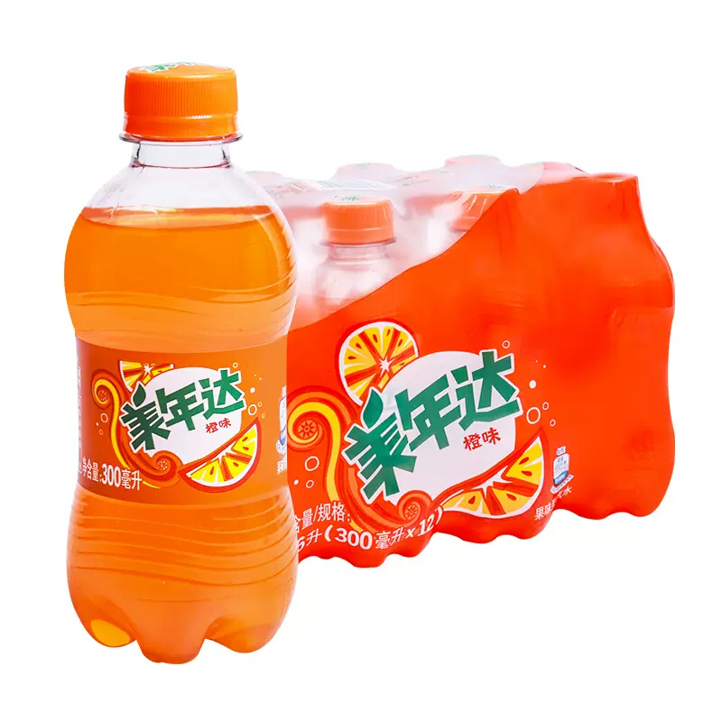 百事可乐 美年达 Mirinda 橙味汽水 碳酸饮料整箱 300ml*12瓶 (新老包装随机发货)