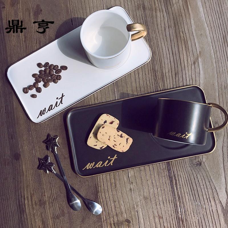 鼎亨马克杯创意咖啡杯套装陶瓷早餐牛奶杯子带勺情侣杯子简约个性