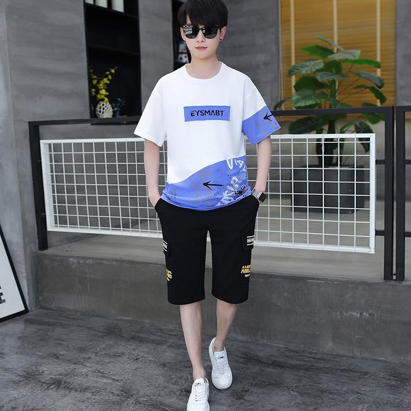 夏天短裤男外穿13岁大童短袖套装男孩12-15高初中两件套
