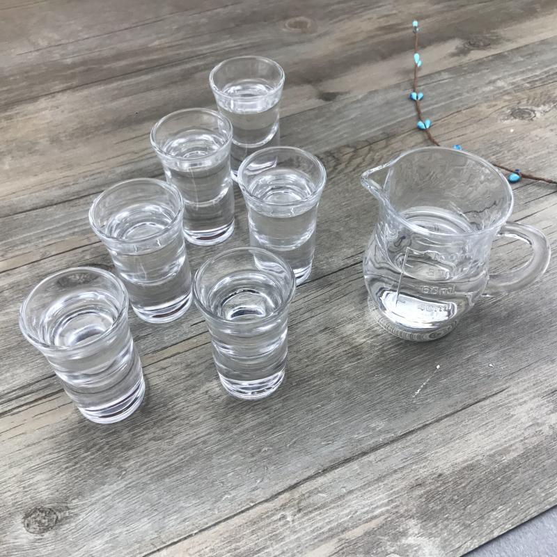 白酒杯买6送6 7件套套装小酒杯一口杯玻璃家用茅台酒盅子弹杯