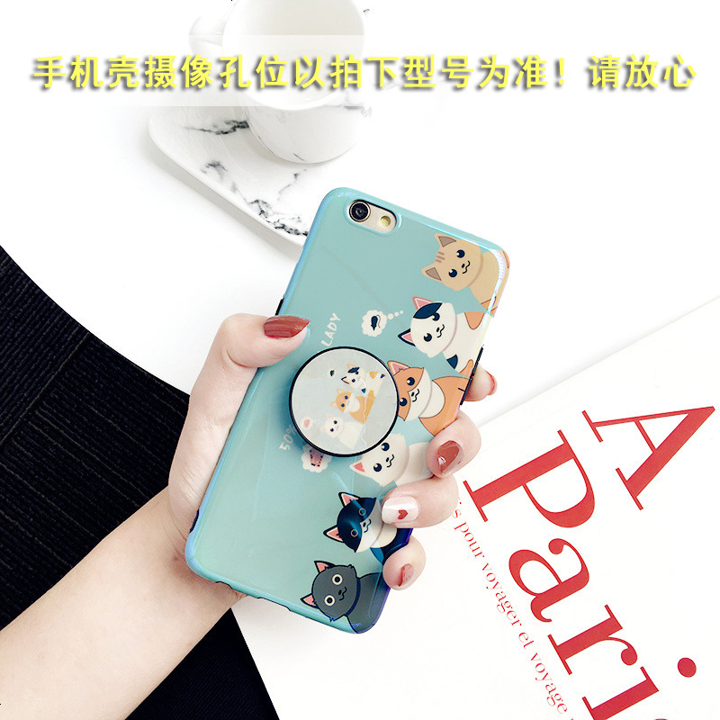 适用蓝光猫爪iphonex手机壳6s/i7可爱少女款气囊支架8plus保套