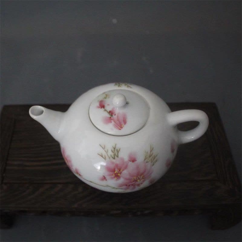 美帮汇景德镇仿古瓷1962年水点桃花茶壶家居装饰摆件功夫茶具图片