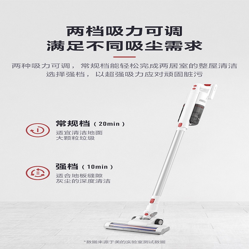 美的P60 手持无线吸尘器 双电机大吸力 轻便家用设计 微电脑智能控制 1升大容量尘盒高清大图