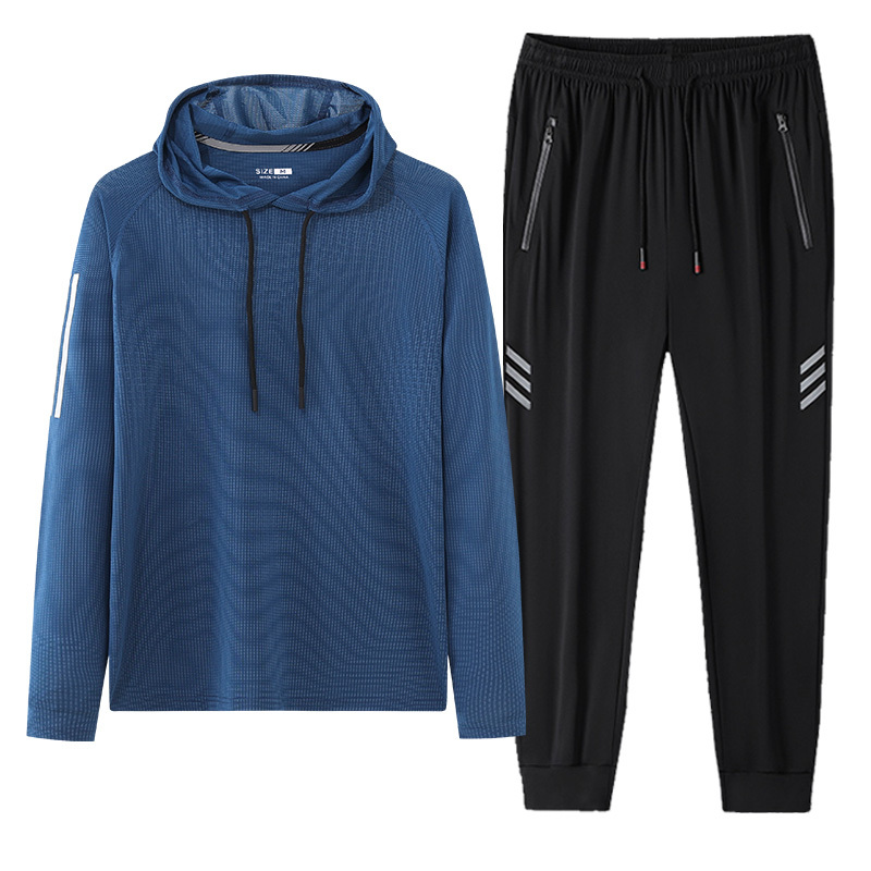 yibuluotuo健身房衣服男冬季速干衣跑步服运动套装秋冬宽松篮球晨跑