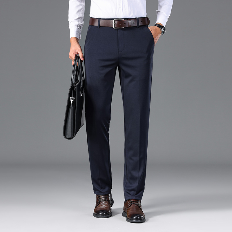 大码爸爸休闲裤男宽松高腰深档直筒西裤男秋季新款男士商务长裤子