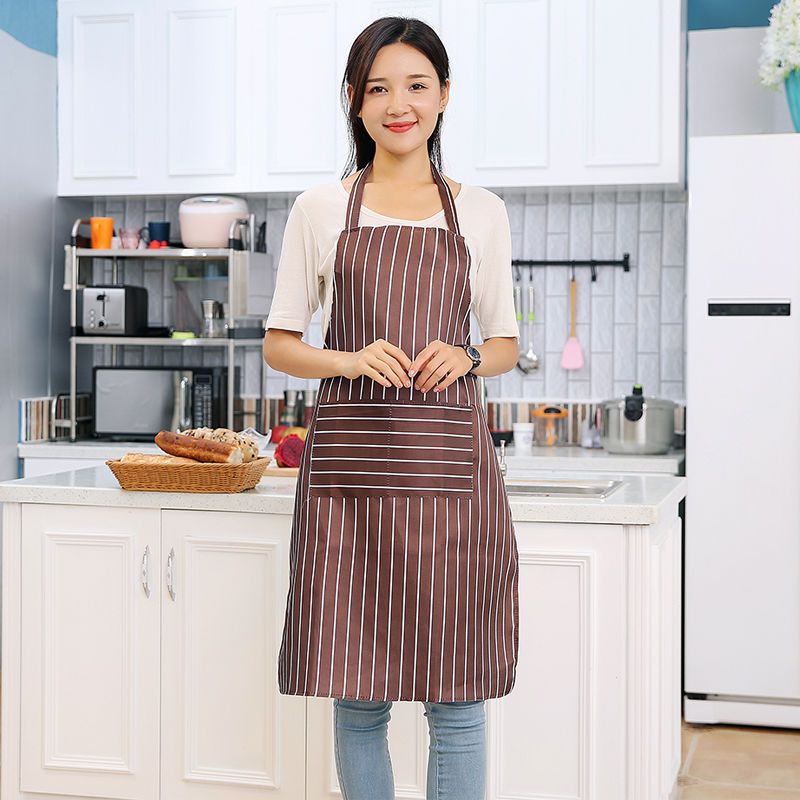 棉麻布艺男女围兜夏季厨房必备无袖家居厨房围裙防油灰色格子