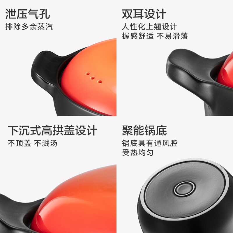 [商场同款]爱仕达(ASD)砂锅炖锅家用 6.0L大容量 陶瓷煲砂锅汤煲养生煲 炖锅可作煎药砂锅中药锅 RXC60B3Q高清大图