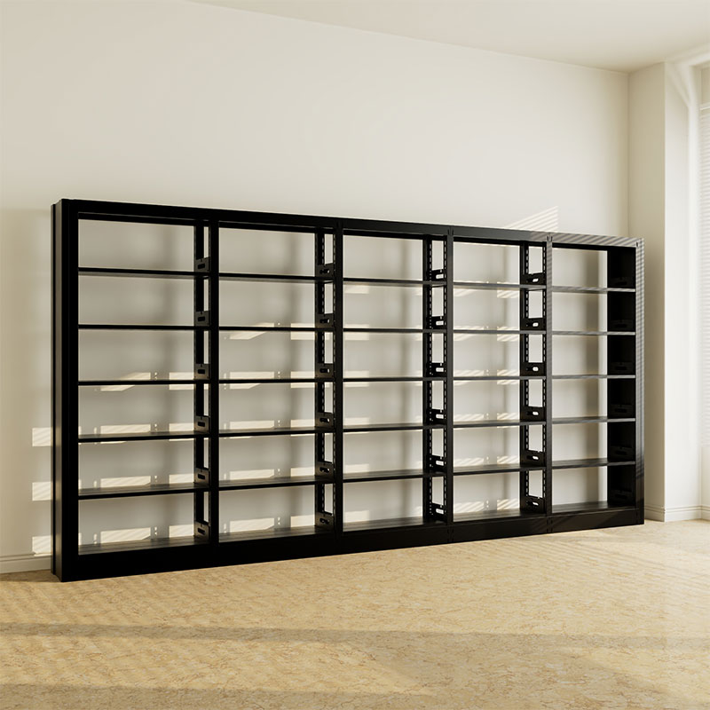 臻远ZY4072610 钢制书架资料架 单面6层一列五组黑色 4600*300*2000mm高清大图