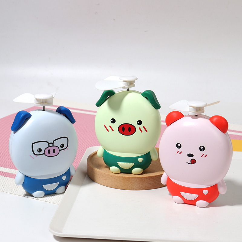 小风扇usb充电学生可爱卡通小猪随身挂饰大风力便携手持迷你风扇b粉色