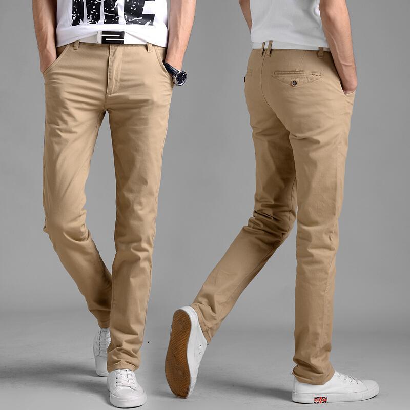 夏季款休闲裤男士直筒修身青年有弹性弹力夏裤英伦潮男裤卡其色