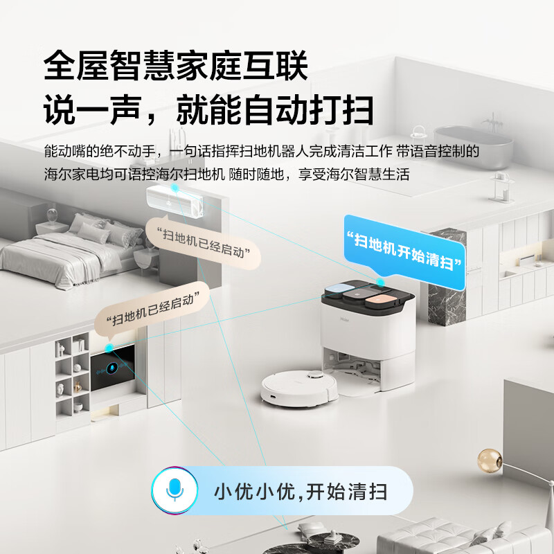 海尔(Haier) JH68U1 小金刚扫地机器人扫拖一体自清洁自动集尘免洗拖布吸尘器拖地洗地机器人高清大图