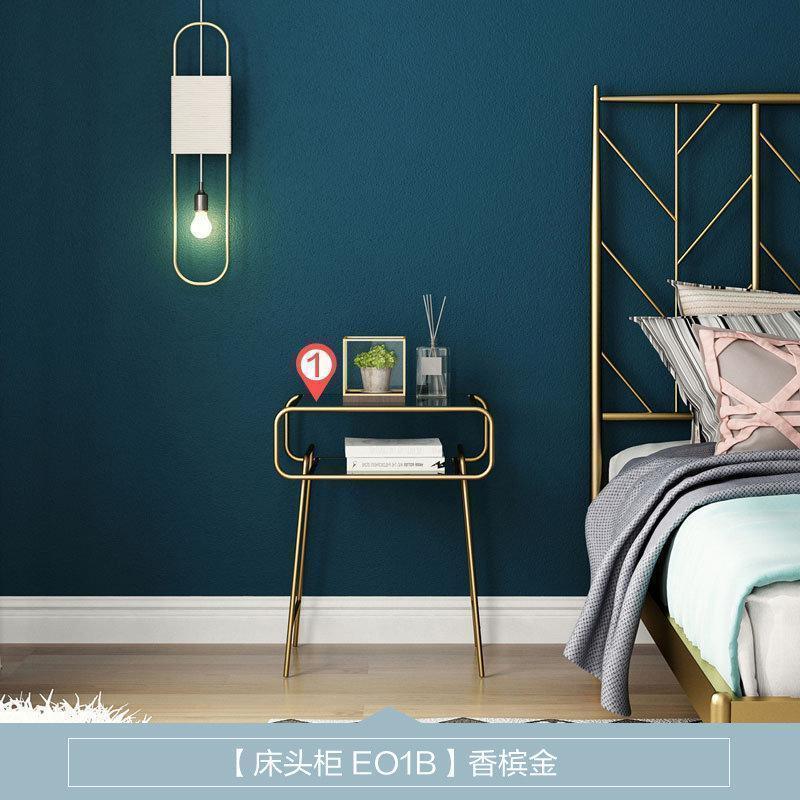 家具卧室床头柜北欧迷你小茶几铁艺边几现代简约床边角几EO1B_171 香槟金【EO1B床头柜】