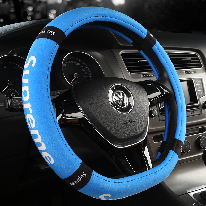 毛绒男女士车内饰品把套北汽福田拓路者皮卡萨普萨瓦纳红款圆形方向盘