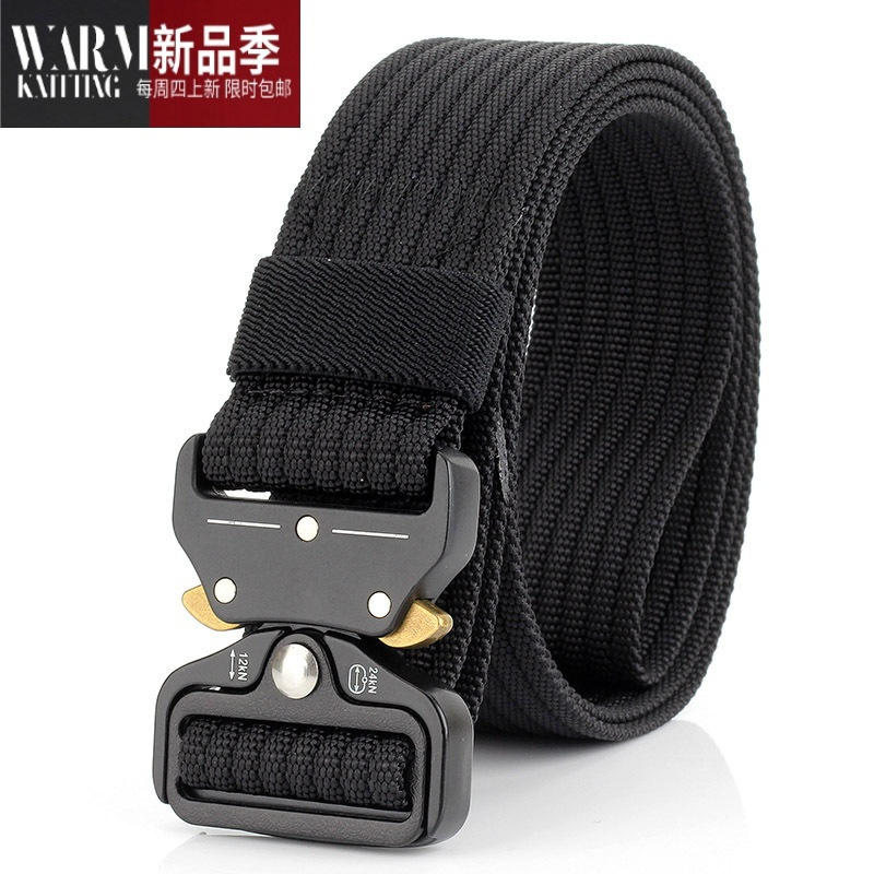 shanchao战术扣尼龙编织腰带男士户外运动帆布皮带韩版快开休闲牛仔裤