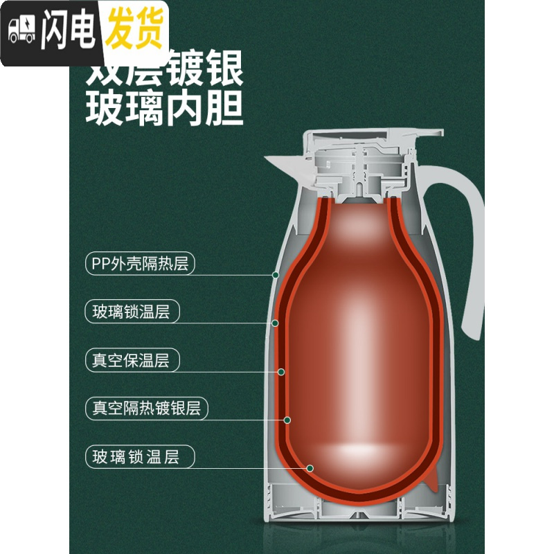 三维工匠保温壶家用大容量玻璃内胆水壶学生宿舍用欧式热水壶开水瓶暖瓶 红色1600