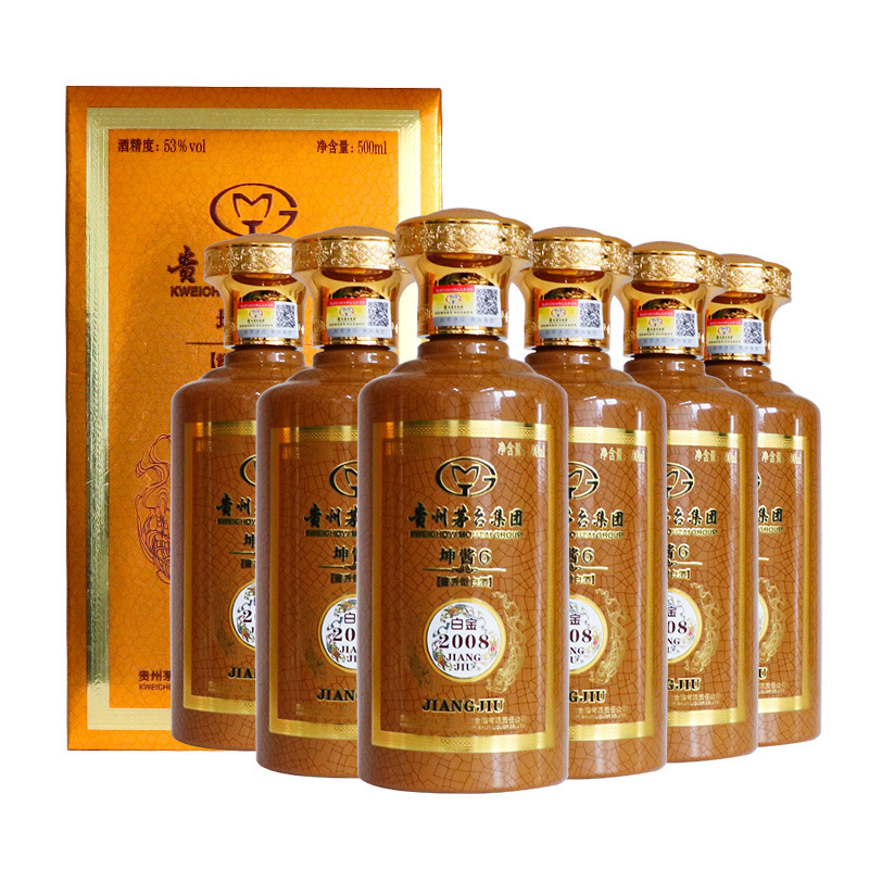贵州茅台集团 白金酒2008 坤酱6 53度 500ml*6 整箱装 酱香型 白酒
