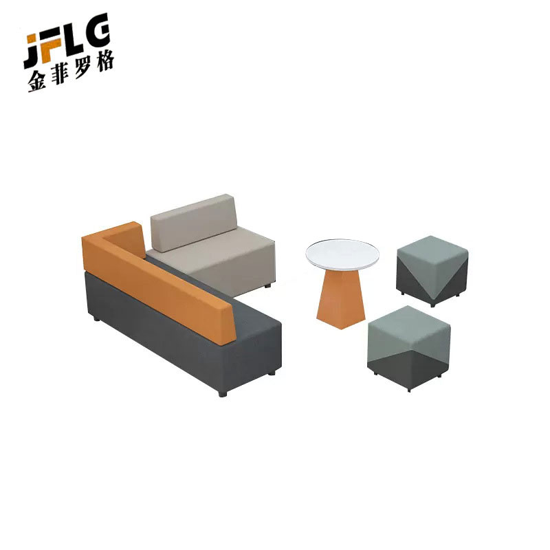 苏宁 金菲罗格 接待沙发组合 1.8米左转角沙发+1米直排+圆茶几+方凳*2高清大图