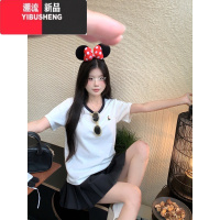 YIBUSHENG三木子自制~正肩短袖T恤女装季设计感小众上衣半袖针织圆领体恤