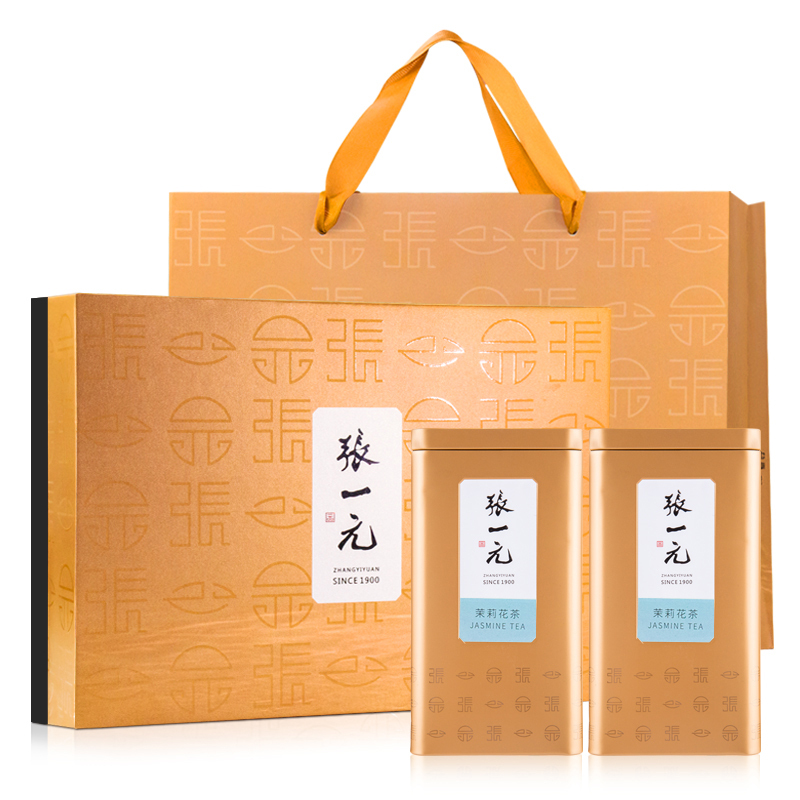 张一元茉莉花茶礼盒 浓香型特级茉莉雪针礼盒200g 绿茶茶叶 九次窨制飘香耐泡嫩芽 送礼之选