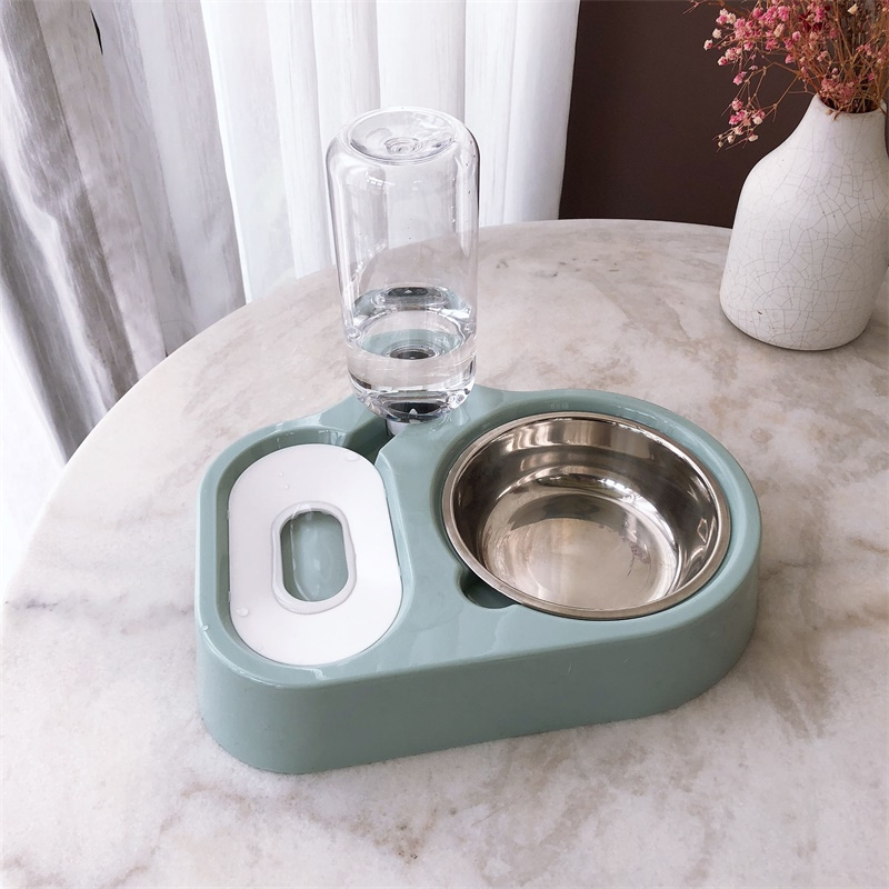 猫碗不锈钢狗碗双碗不湿嘴自动饮水器两用猫宠物粮狗食盆猫咪用品