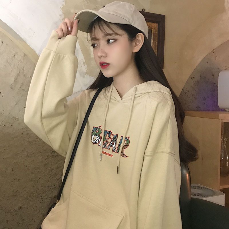 珂卡慕kekamu卫衣女宽松连帽早春卫衣女春秋韩版潮开春外套慵懒风原宿