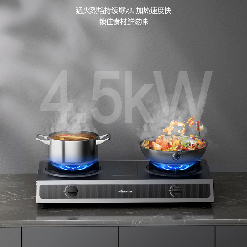 万和(Vanward)二级能效 天然气台式燃气灶 单灶具双眼灶 无需打孔4.5KW火力 D9B28