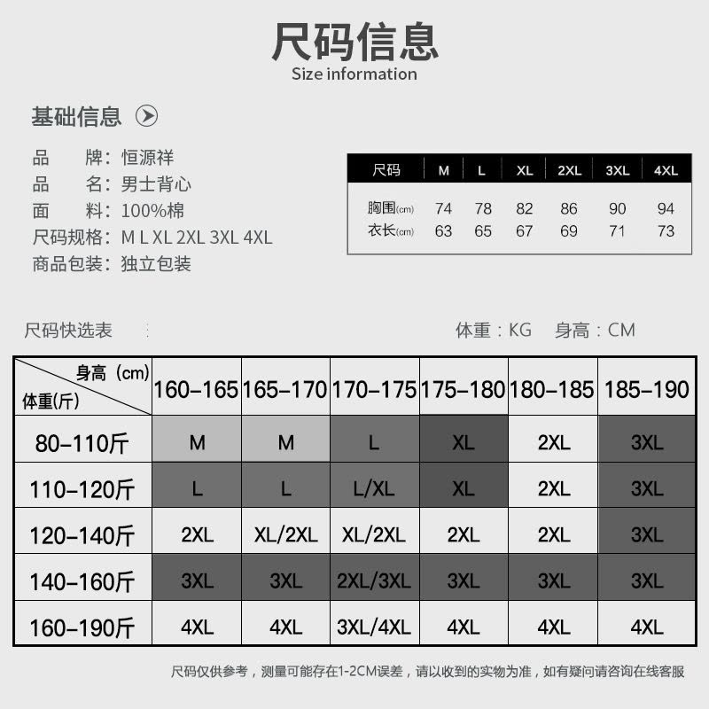 恒源祥男士背心内穿纯棉加大码中老年人夏季全棉宽松老头汗衫爸爸图片