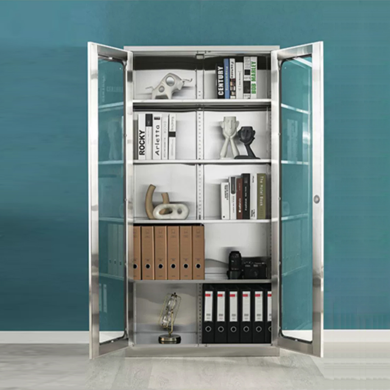 鑫升顺不锈钢文件柜档案柜资料柜储物柜器械柜仪器柜304全不锈钢通玻柜高清大图