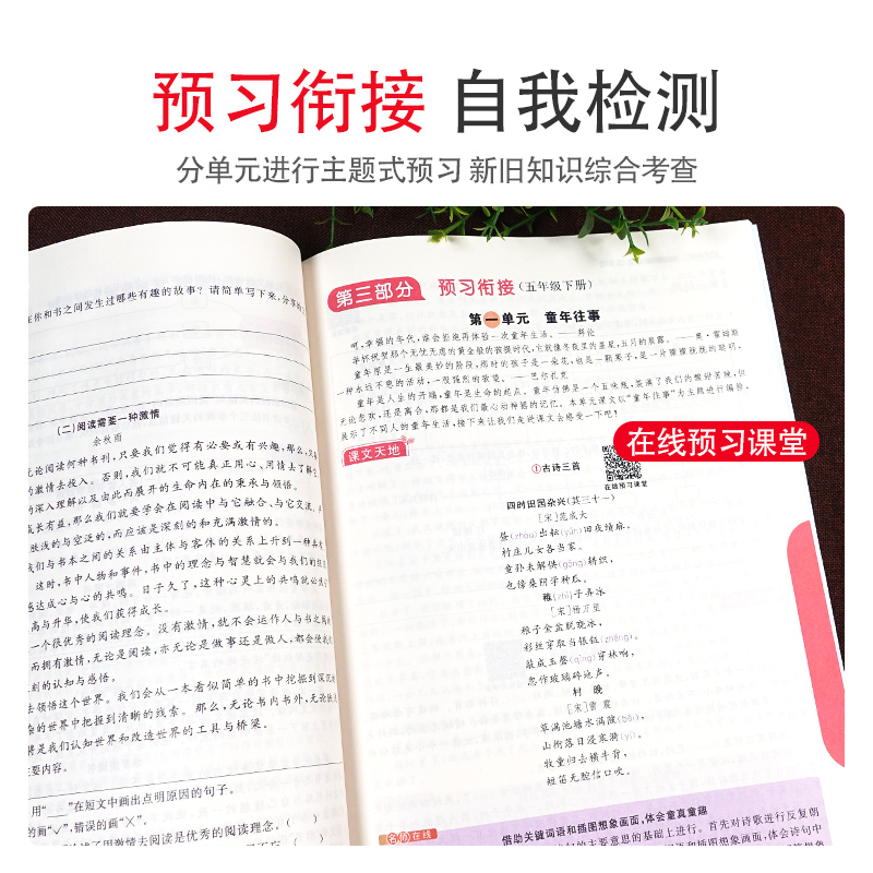 语文 人教版 小学五年级 [正版]新版 阳光同学寒假衔接五年级上册下册语数英全套人教版数学北师小学5年级寒假作业同步练习高清大图