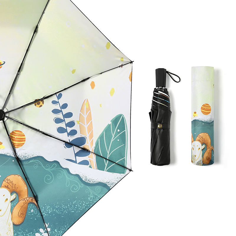 红叶十二星座系类 插画礼品雨伞女遮阳伞晴雨两用折叠伞防晒防紫外线十二星座太阳伞颜色随机-2566!高清大图