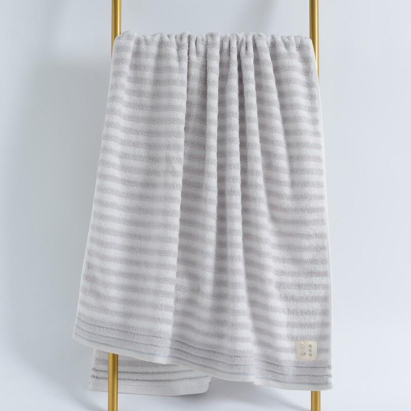 洁丽雅- 新疆棉抗菌浴巾套装礼盒纯棉柔软吸水大号毛浴巾 毛巾*2+浴巾*1 浅灰 W0846+W0640高清大图