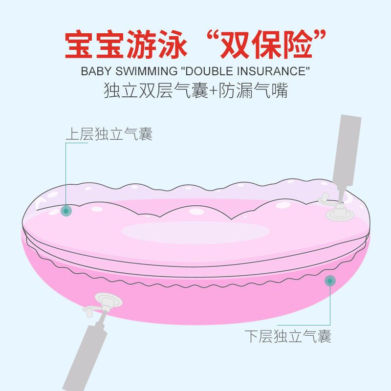 Bestway百适乐婴儿童游泳圈成人新生儿宝宝水上玩具腋下圈救生圈 双层加厚[经济款无泵]颜色随机 60#[适合2-5岁