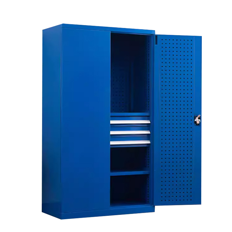 阿拉贡重型工具柜加厚物件工具储物柜工厂铁皮柜汽修厂零件收纳柜蓝色三层三抽带挂板