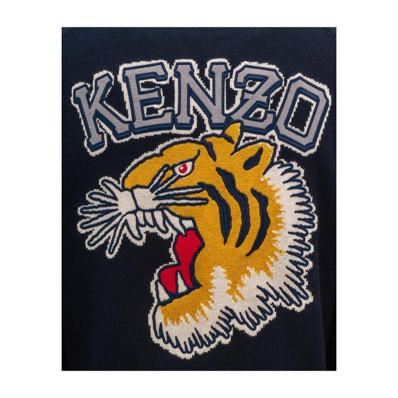 高田贤三(Kenzo)海军蓝针织毛衣男套头衫长袖圆领休闲运动潮牌嵌
